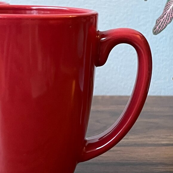 Set of 2 Corelle 12oz Red Stoneware Coffee Mugs Tea Cups Vintage - Picture 4 of 9